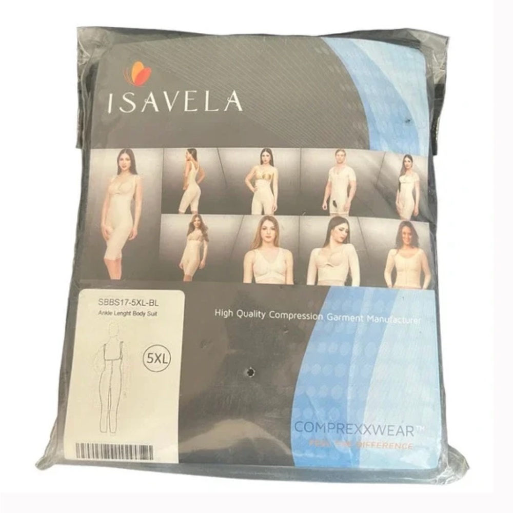 146. Isavela 5XL Black Ankle Body Suit Compression Garment SBBS17-5XL-BL NWT